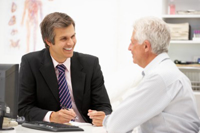 Doctor and patient in conversation.